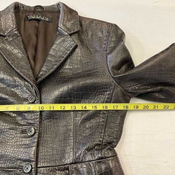 Elie Tahari Women's Brown Leather Jacket, size Medium (8) - Picture 6 of 8